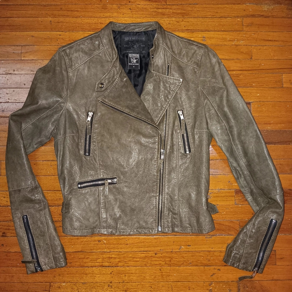 True religion leather jacket